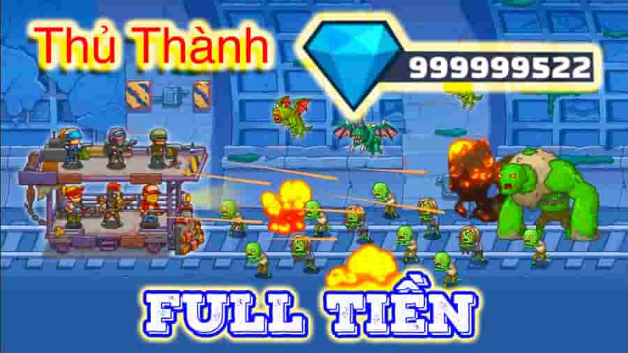 Tower Train: Zombie Defense 2D - Vô hạn Vàng, Kim Cương